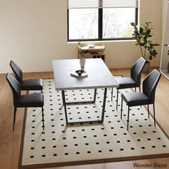 Hardian 4 Seater Rectangular Dining Table Set With Chairs For Kitchen Room