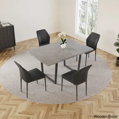 Hardian 4 Seater Rectangular Dining Table Set With Chairs For Kitchen Room Black