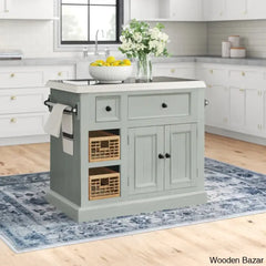 Harpenden Granite Top Kitchen Island Trolley Cart Cabinet Kitchen Island With Storage