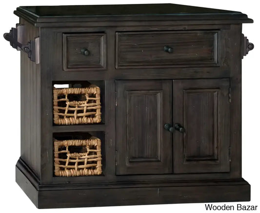 Harpenden Granite Top Kitchen Island Trolley Cart Cabinet Kitchen Island With Storage