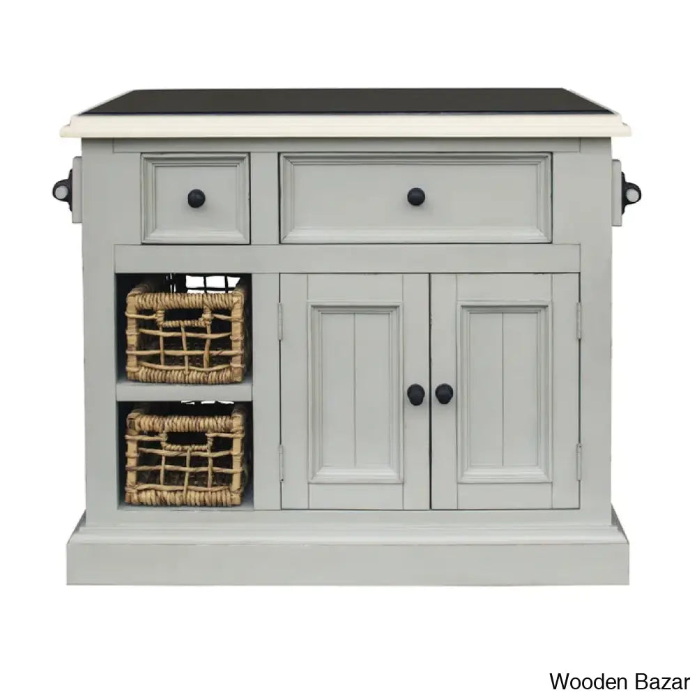 Harpenden Granite Top Kitchen Island Trolley Cart Cabinet Kitchen Island With Storage