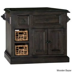 Harpenden Granite Top Kitchen Island Trolley Cart Cabinet Kitchen Island With Storage Weathered Gray