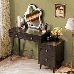 Haruhito Vanity Dressing Table With Lighted Mirror Black