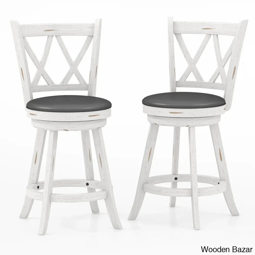 Havanto Swivel Upholstered Counter And Bar Stool With Solid Wood Frame (Set Of 2)