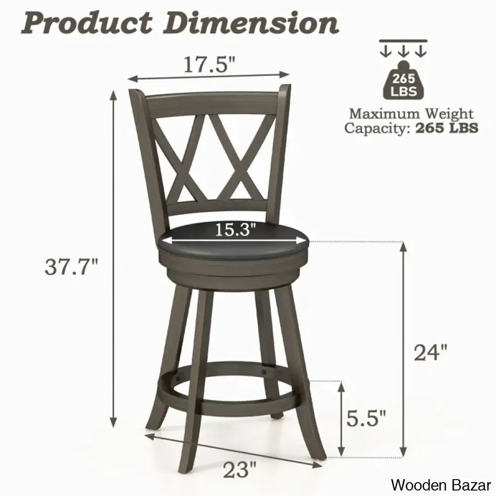 Havanto Swivel Upholstered Counter And Bar Stool With Solid Wood Frame (Set Of 2)