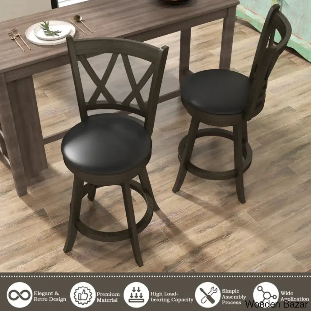 Havanto Swivel Upholstered Counter And Bar Stool With Solid Wood Frame (Set Of 2)