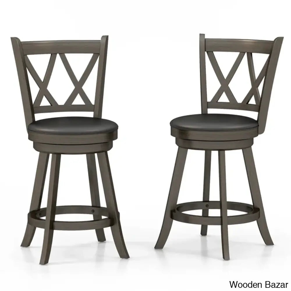 Havanto Swivel Upholstered Counter And Bar Stool With Solid Wood Frame (Set Of 2)