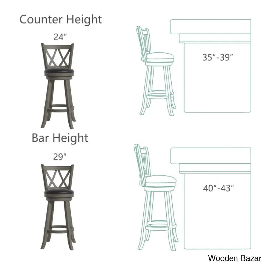 Havanto Swivel Upholstered Counter And Bar Stool With Solid Wood Frame (Set Of 2)