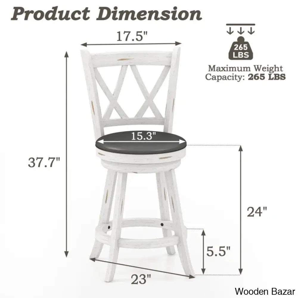 Havanto Swivel Upholstered Counter And Bar Stool With Solid Wood Frame (Set Of 2)