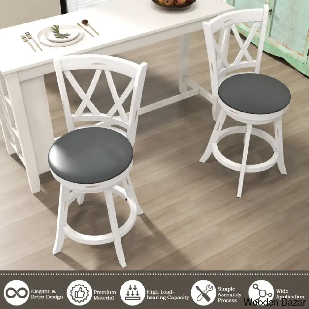 Havanto Swivel Upholstered Counter And Bar Stool With Solid Wood Frame (Set Of 2)