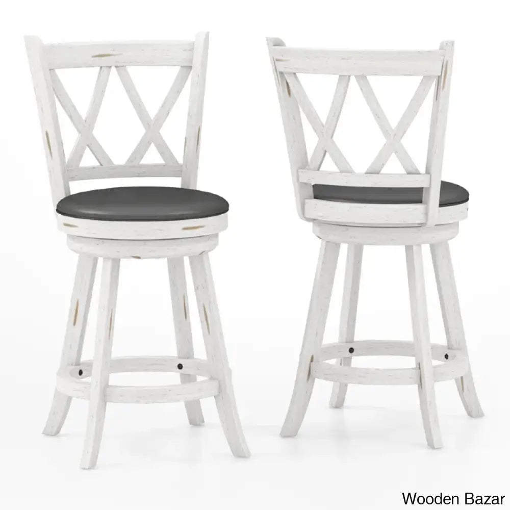 Havanto Swivel Upholstered Counter And Bar Stool With Solid Wood Frame (Set Of 2) White / Bar