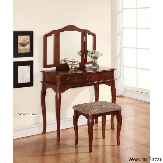 Haviland Vanity Dressing Table With Mirror And Stool Cherry
