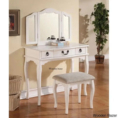Haviland Vanity Dressing Table With Mirror And Stool White
