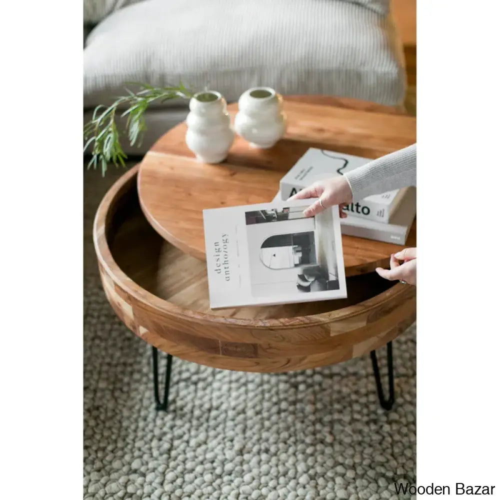 Heaton Solid Wood Coffee Table With Storage And Center Table