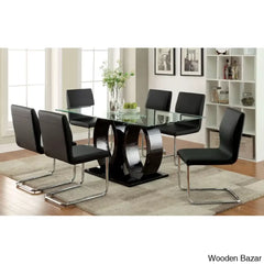 Herry New 4 Seater Pedestal Dining Table Set - Wooden Bazar Black / 6 Seater