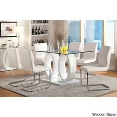 Herry New 4 Seater Pedestal Dining Table Set - Wooden Bazar White / 6 Seater