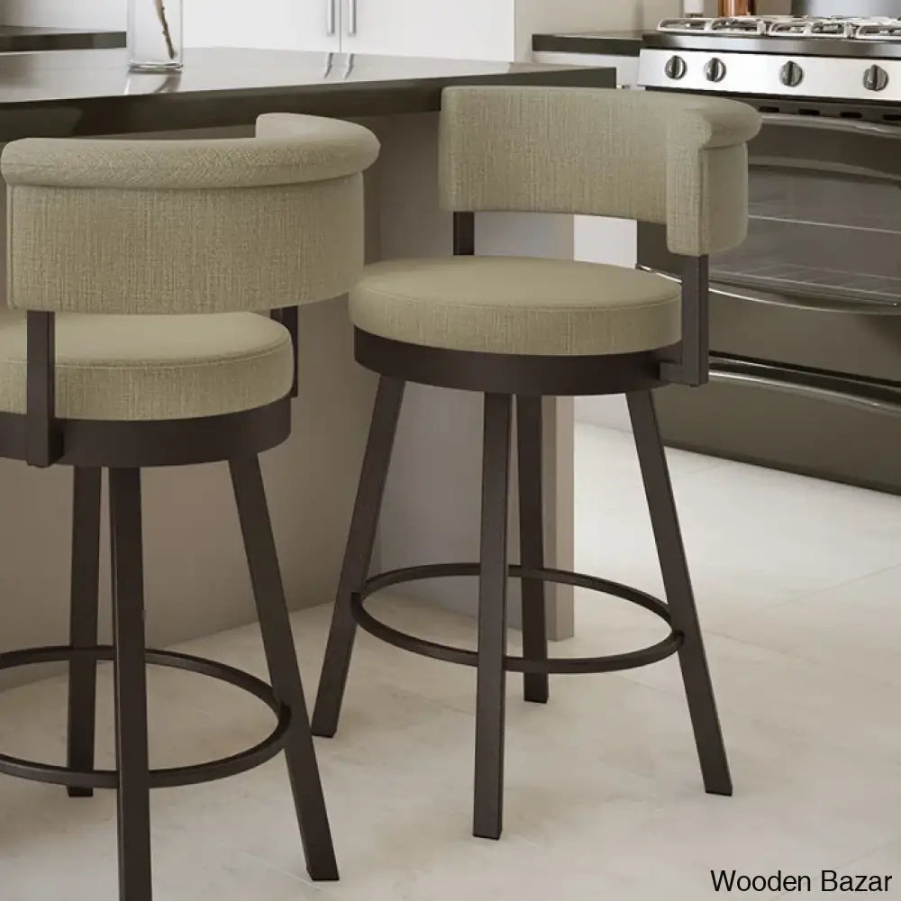 Highgatey Swivel Upholstered Counter And Bar Stool With Metal Frame