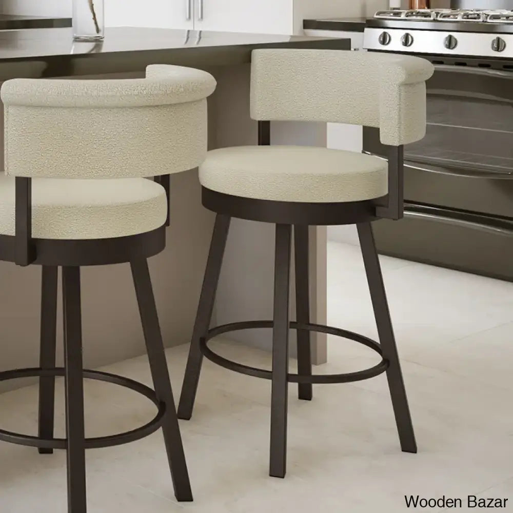 Highgatey Swivel Upholstered Counter And Bar Stool With Metal Frame