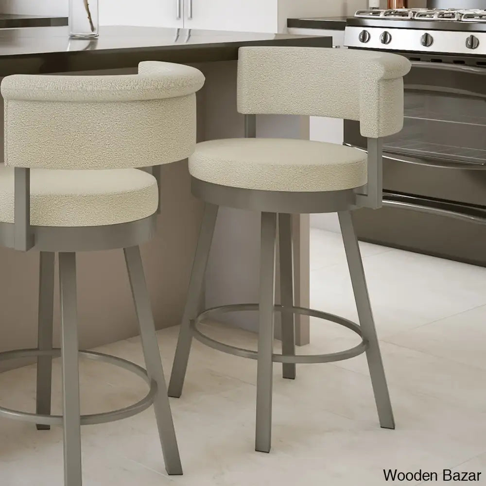 Highgatey Swivel Upholstered Counter And Bar Stool With Metal Frame