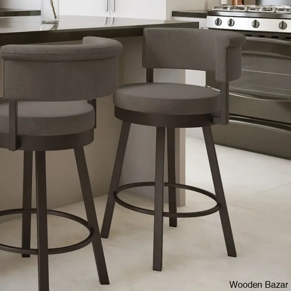 Highgatey Swivel Upholstered Counter And Bar Stool With Metal Frame