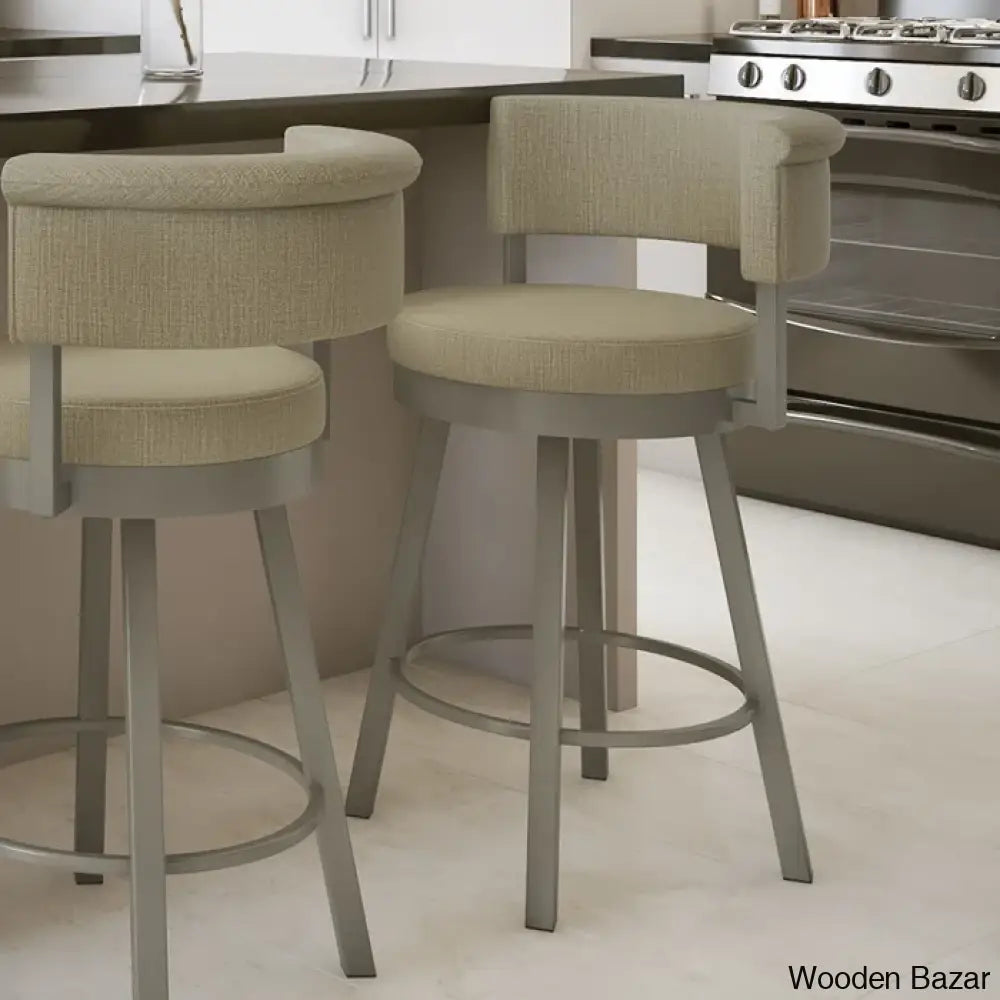 Highgatey Swivel Upholstered Counter And Bar Stool With Metal Frame