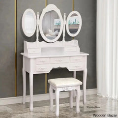 Highview Vanity 3 Mirrors Dressing Table With Stool White