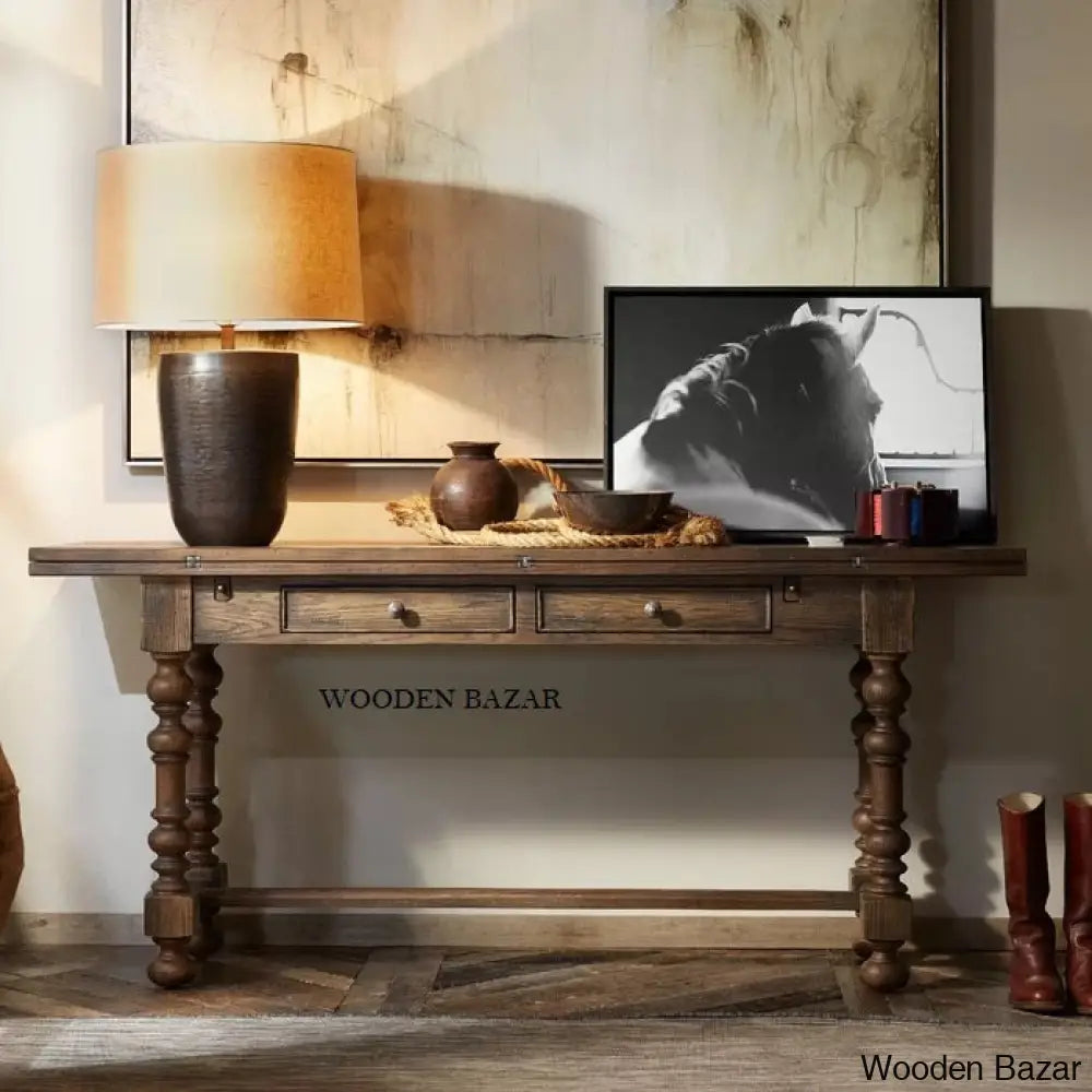 Wood Accent Table - Glass Console