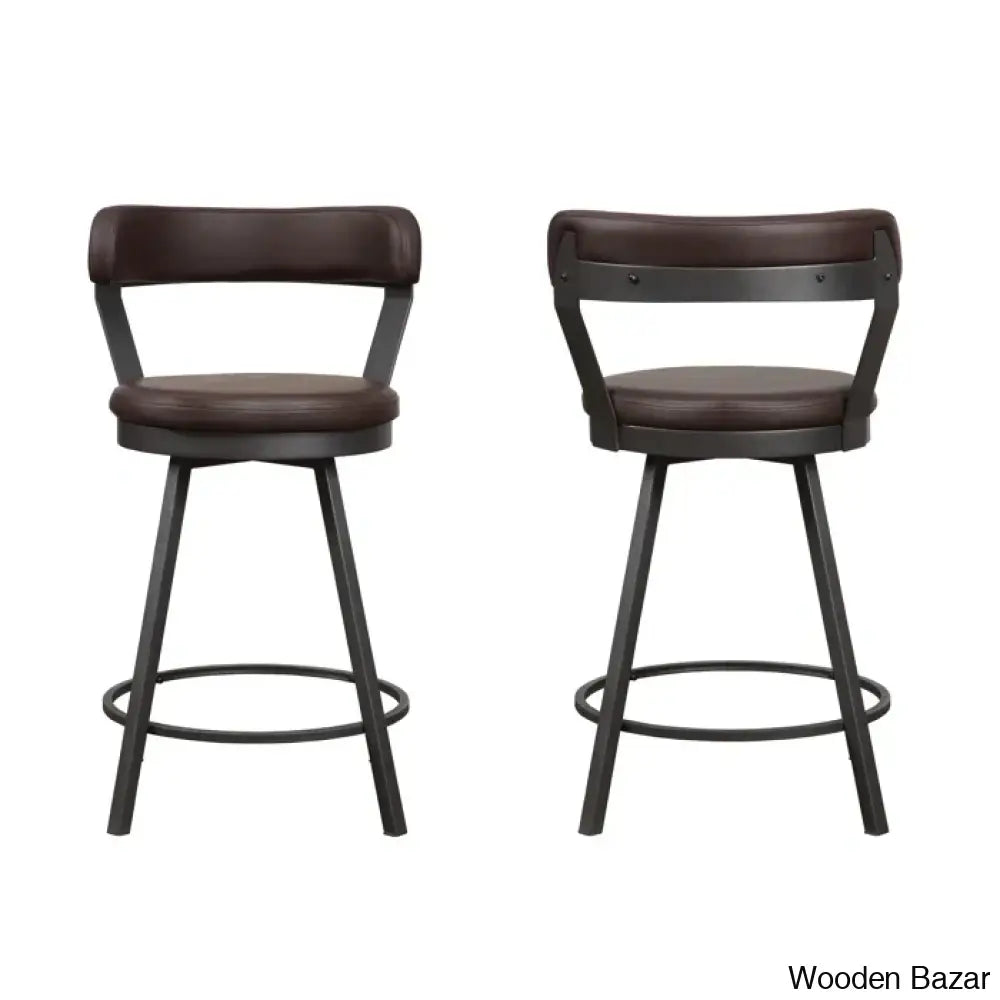 Hindrikuso Swivel Upholstered 25’’ Counter And Bar Stool With Metal Frame (Set Of 2)