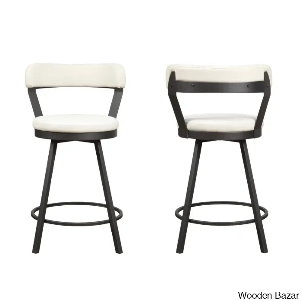 Hindrikuso Swivel Upholstered 25’’ Counter And Bar Stool With Metal Frame (Set Of 2)