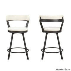 Hindrikuso Swivel Upholstered 25’’ Counter And Bar Stool With Metal Frame (Set Of 2)