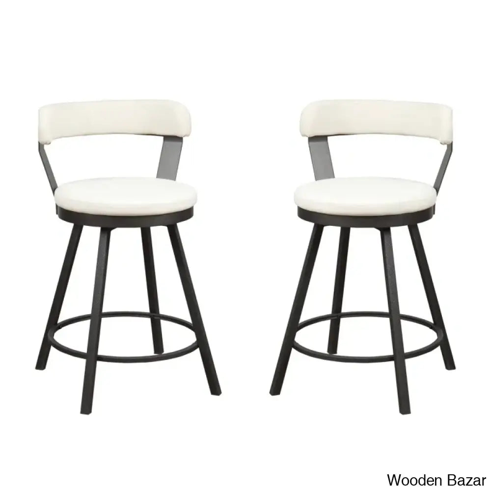 Hindrikuso Swivel Upholstered 25’’ Counter And Bar Stool With Metal Frame (Set Of 2)