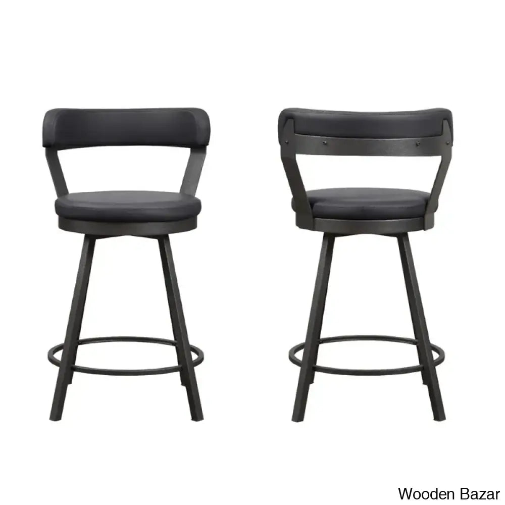 Hindrikuso Swivel Upholstered 25’’ Counter And Bar Stool With Metal Frame (Set Of 2)