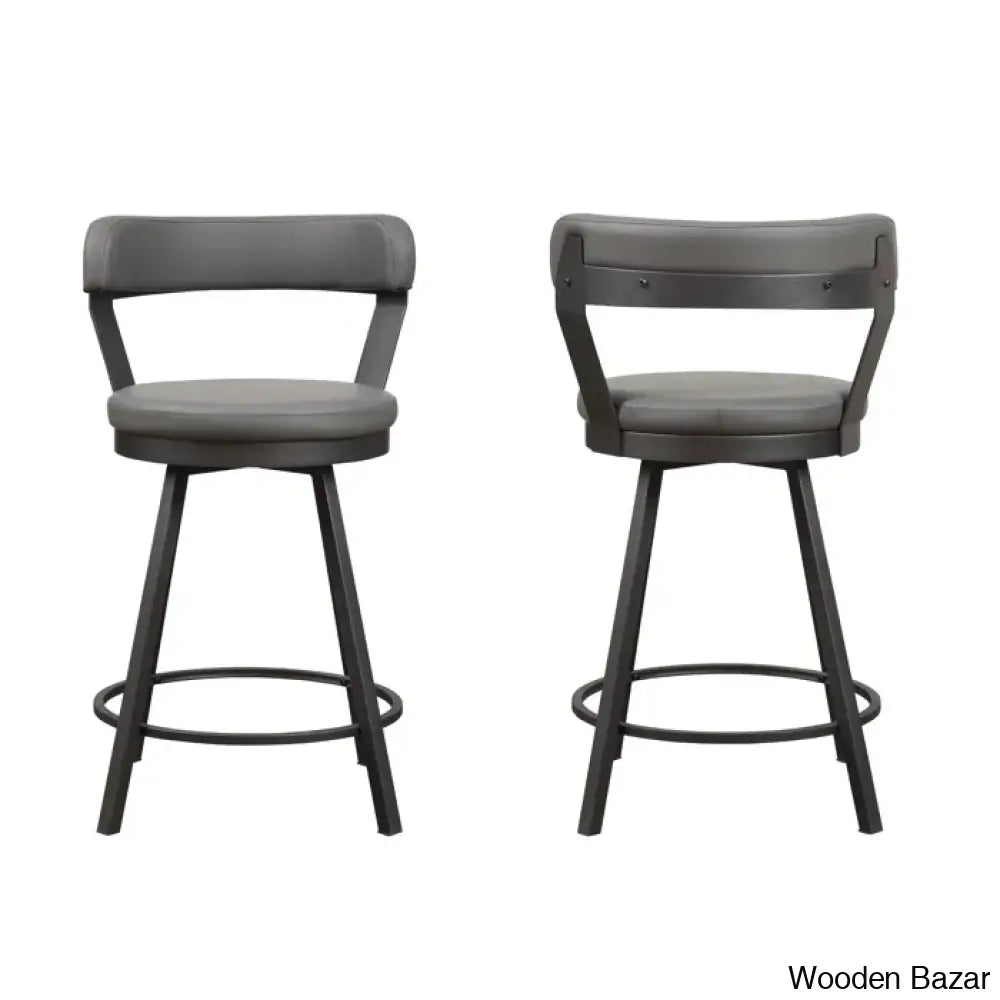 Hindrikuso Swivel Upholstered 25’’ Counter And Bar Stool With Metal Frame (Set Of 2)