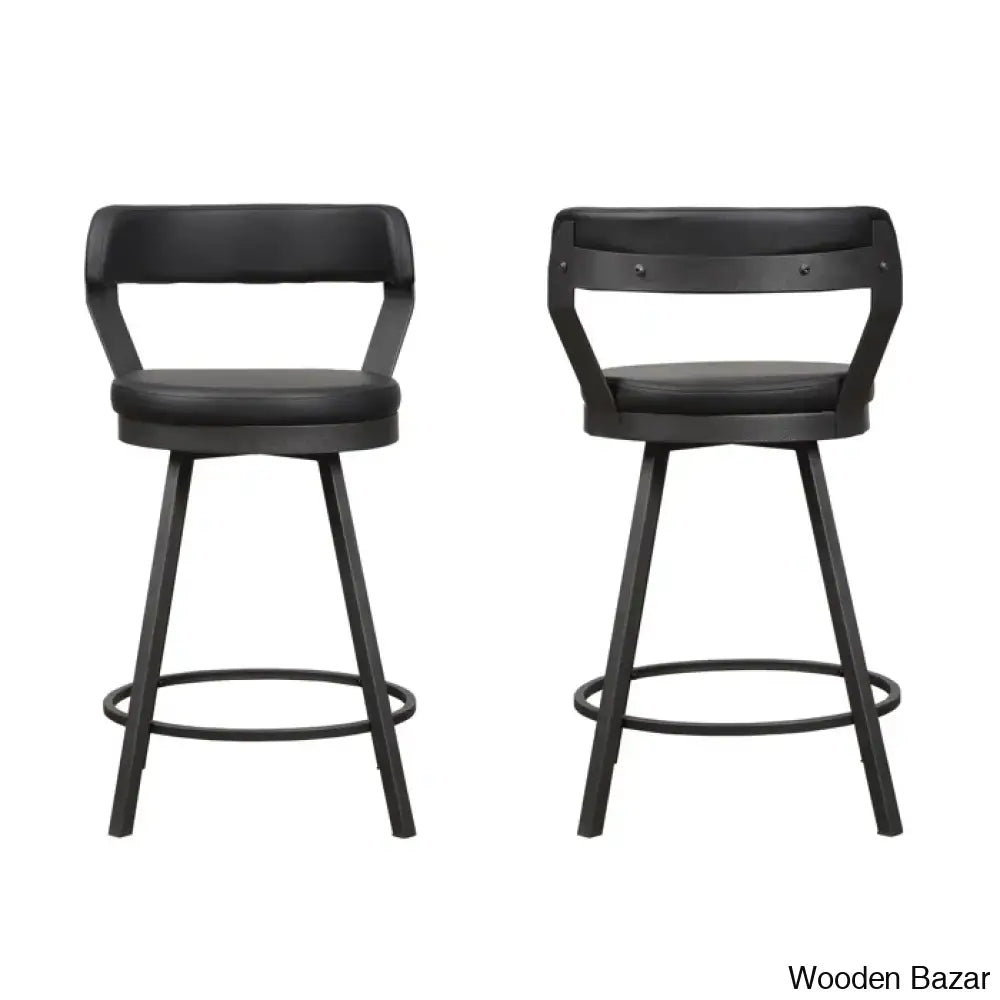 Hindrikuso Swivel Upholstered 25’’ Counter And Bar Stool With Metal Frame (Set Of 2)