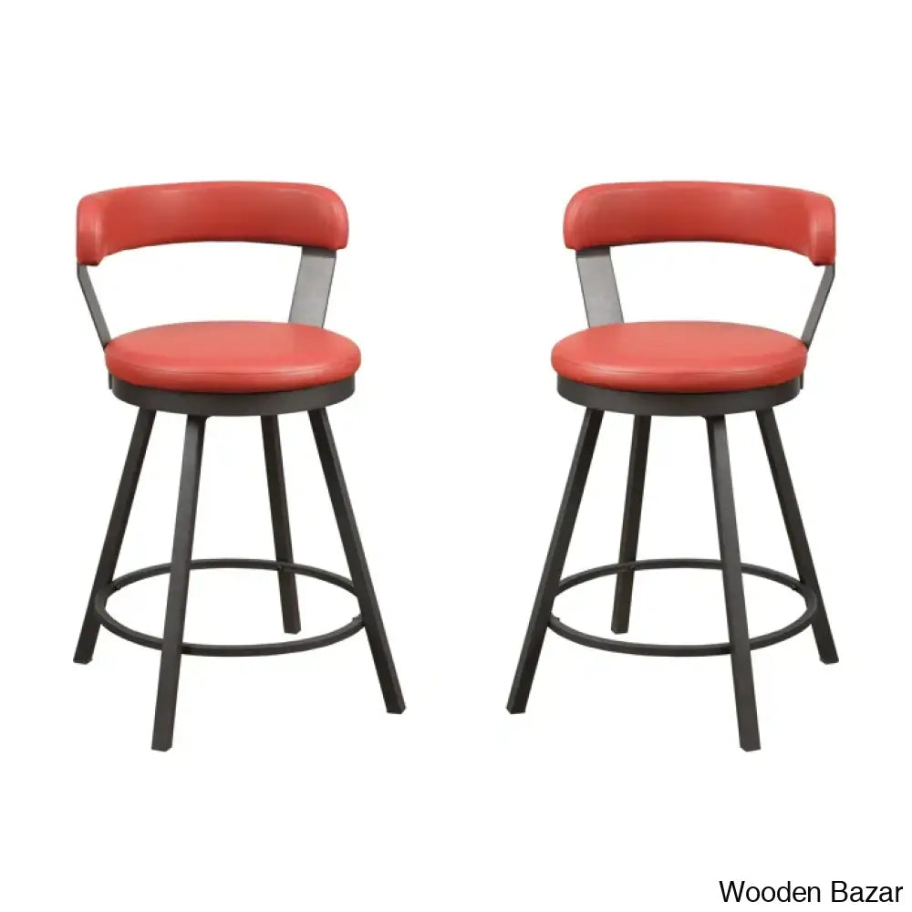 Hindrikuso Swivel Upholstered 25’’ Counter And Bar Stool With Metal Frame (Set Of 2)