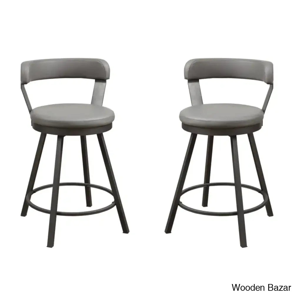 Hindrikuso Swivel Upholstered 25’’ Counter And Bar Stool With Metal Frame (Set Of 2)