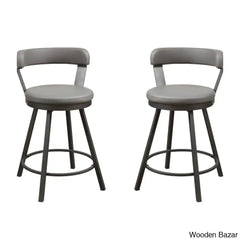 Hindrikuso Swivel Upholstered 25’’ Counter And Bar Stool With Metal Frame (Set Of 2)