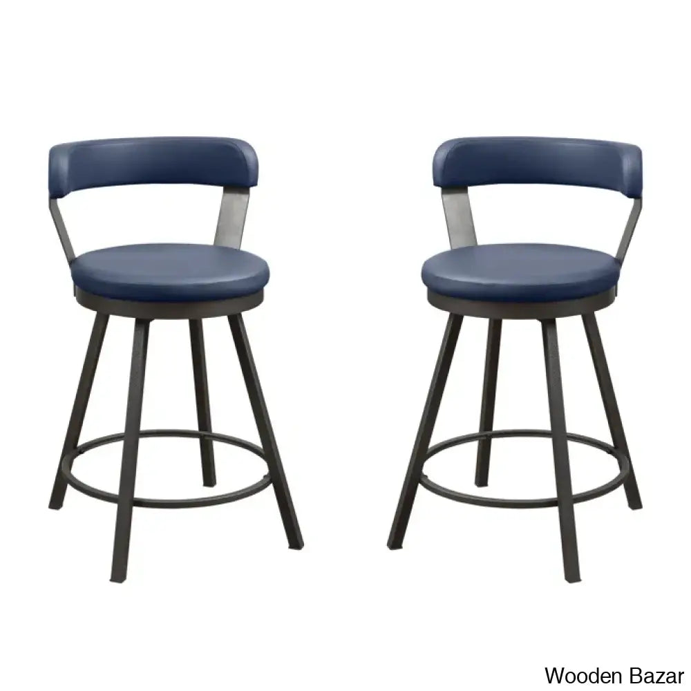 Hindrikuso Swivel Upholstered 25’’ Counter And Bar Stool With Metal Frame (Set Of 2)