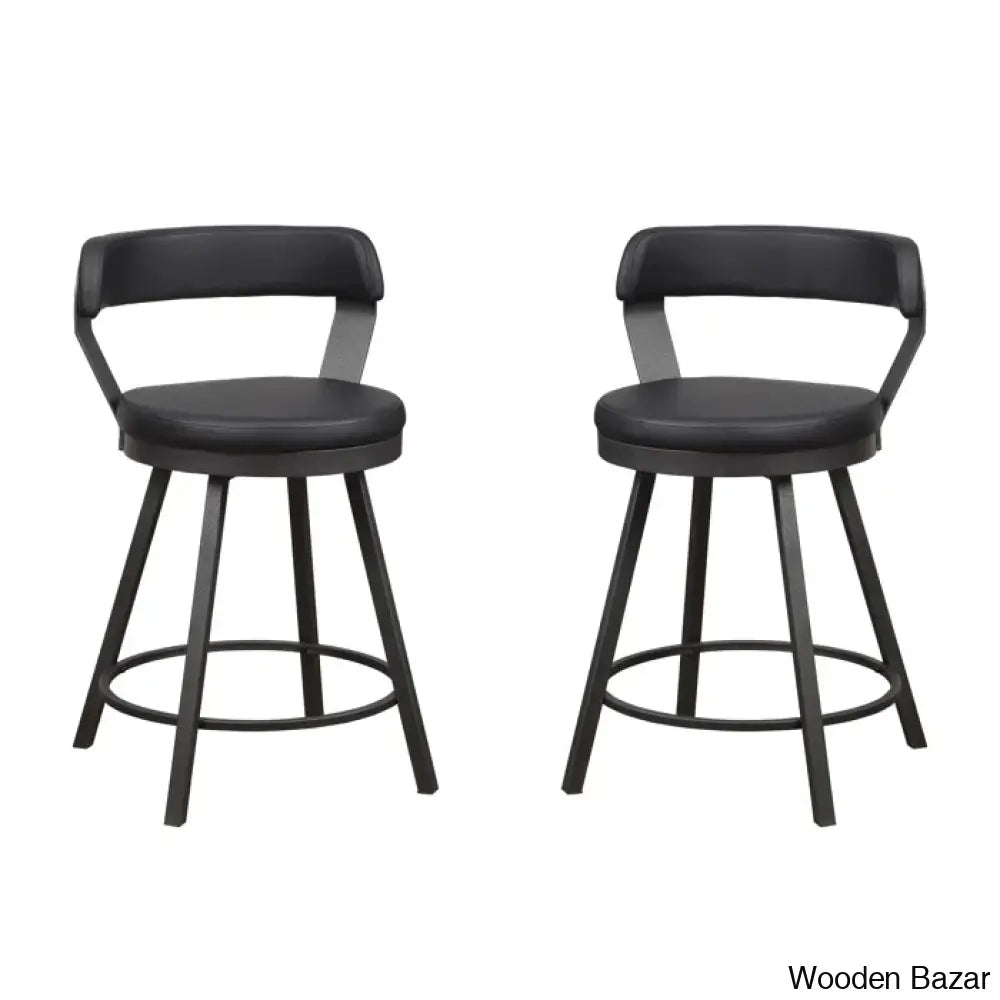 Hindrikuso Swivel Upholstered 25’’ Counter And Bar Stool With Metal Frame (Set Of 2)