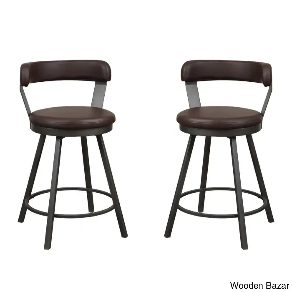 Hindrikuso Swivel Upholstered 25’’ Counter And Bar Stool With Metal Frame (Set Of 2)