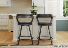 Hindrikuso Swivel Upholstered 25’’ Counter And Bar Stool With Metal Frame (Set Of 2) Black