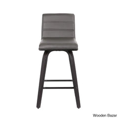 Hiramc Solid Wood Swivel Bar & Counter Stool Black / Brown Creambar (30’’ Seat Height)