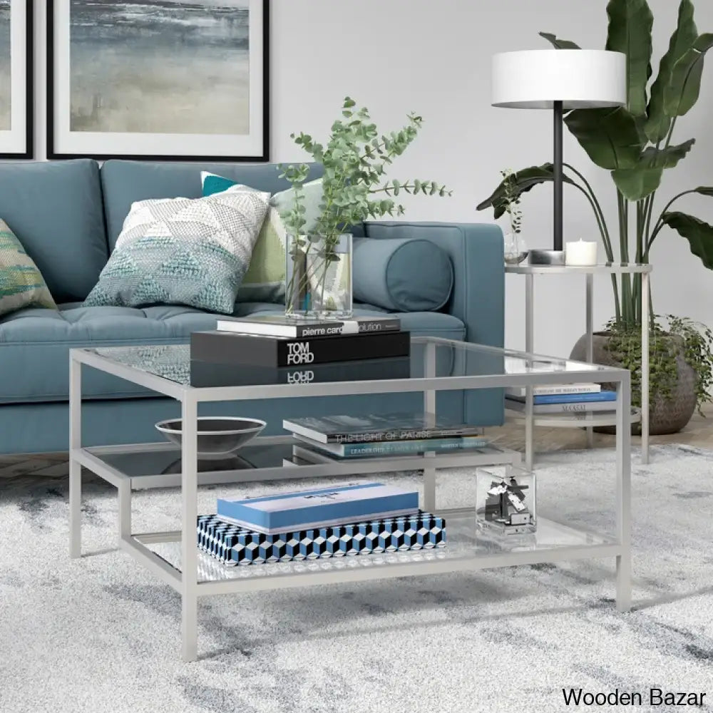 Holzero Glass Top Coffee And Center Table