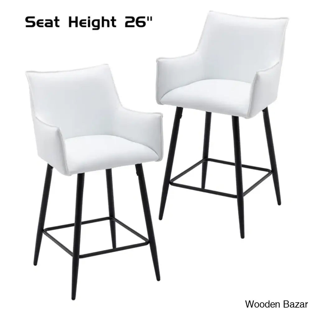 Honoratax Swivel Upholstered Counter And Bar Stool With Metal Frame (Set Of 2)