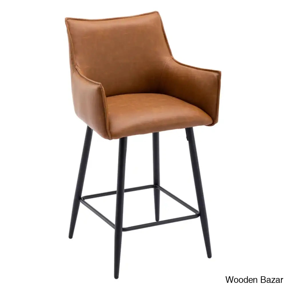 Honoratax Swivel Upholstered Counter And Bar Stool With Metal Frame (Set Of 2)