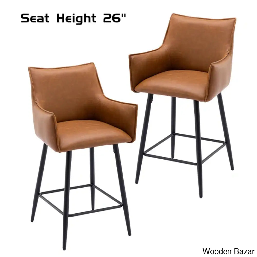 Honoratax Swivel Upholstered Counter And Bar Stool With Metal Frame (Set Of 2)