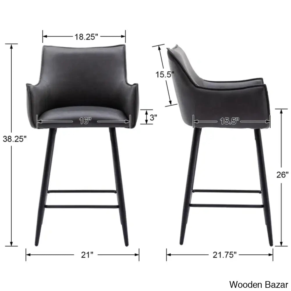 Honoratax Swivel Upholstered Counter And Bar Stool With Metal Frame (Set Of 2)