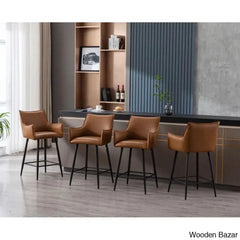 Honoratax Swivel Upholstered Counter And Bar Stool With Metal Frame (Set Of 2)
