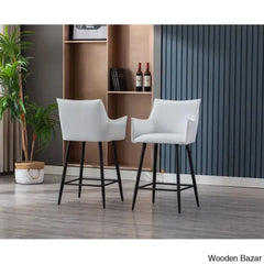 Honoratax Swivel Upholstered Counter And Bar Stool With Metal Frame (Set Of 2)