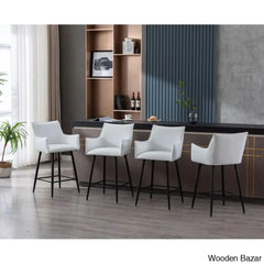Honoratax Swivel Upholstered Counter And Bar Stool With Metal Frame (Set Of 2)